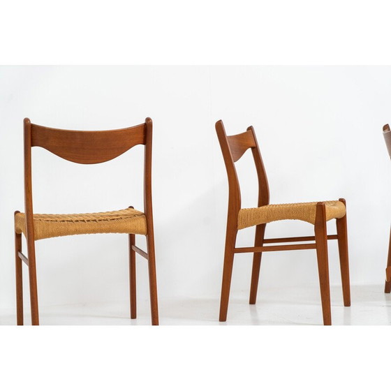 Image 1 of Ensemble de 4 chaises vintage "Gs61" en corde de papier par Arne Wahl Iversen pour Glyngøre, Danemark 1960