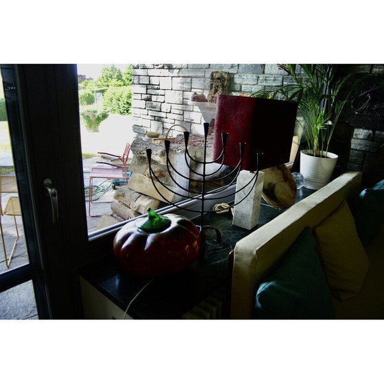 Image 1 of Menorah vintage en fer forgé et battu, Suède 1950