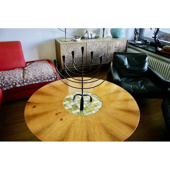 Image 1 of Menorah vintage en fer forgé et battu, Suède 1950