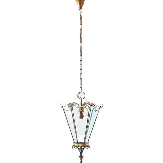 Image 1 of Lampe suspendue "lanterne" par Pietro Chiesa - années 1950