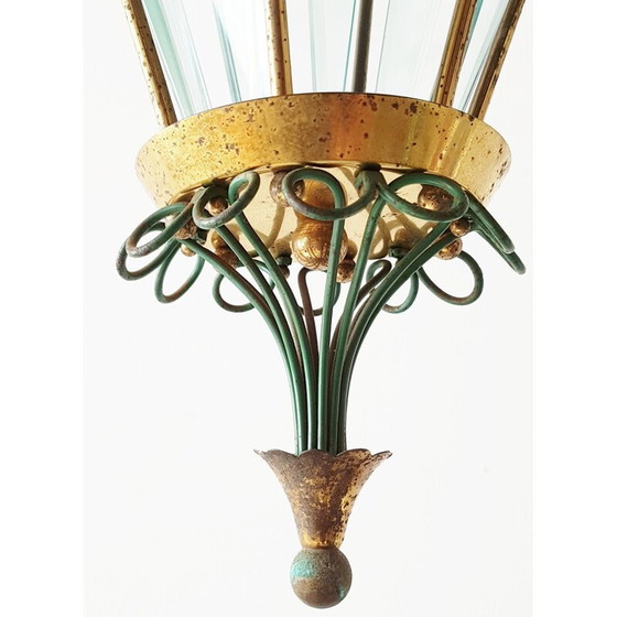 Image 1 of Lampe suspendue "lanterne" par Pietro Chiesa - années 1950