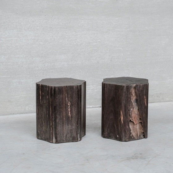 Image 1 of Paire de tables d'appoint en bois massif, Belgique 1950