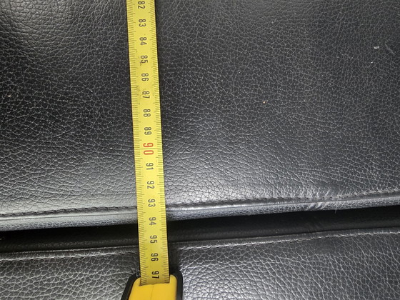 Image 1 of Fauteuil en cuir noir 4 pièces