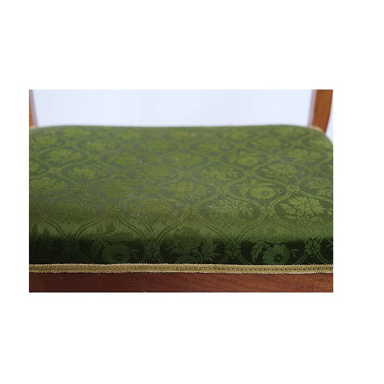 Image 1 of Banc de piano vintage en tissu de soie et acajou, français 1840