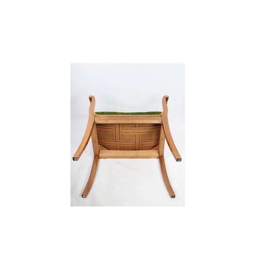 Image 1 of Banc de piano vintage en tissu de soie et acajou, français 1840