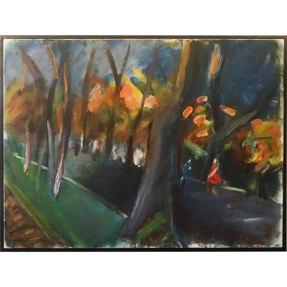 Image 1 of Huile sur toile vintage par Ejnar Larsen, Danemark 1986