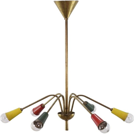 Lustre vintage en laiton, années 1950