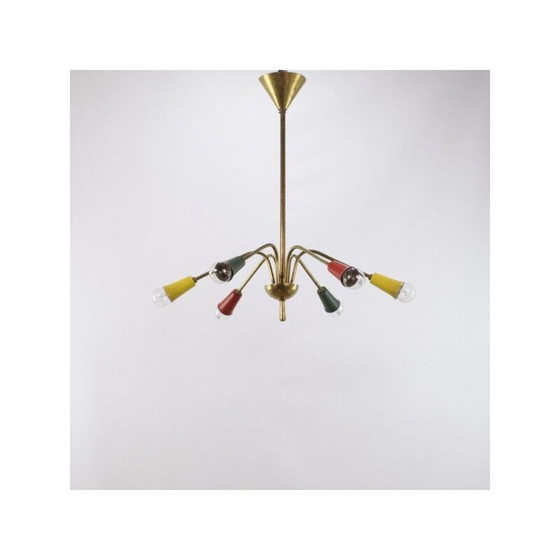 Image 1 of Lustre vintage en laiton, années 1950