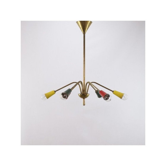 Image 1 of Lustre vintage en laiton, années 1950