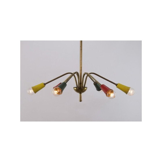 Image 1 of Lustre vintage en laiton, années 1950