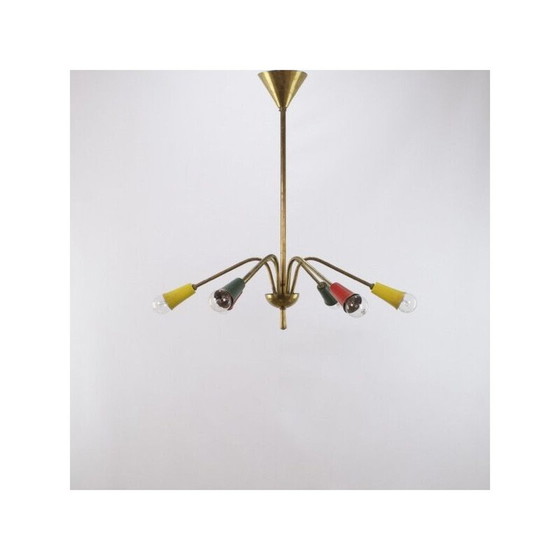 Image 1 of Lustre vintage en laiton, années 1950