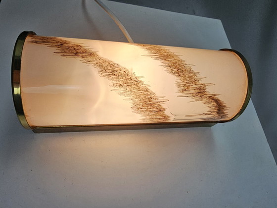 Image 1 of Lampe murale en verre et laiton italienne