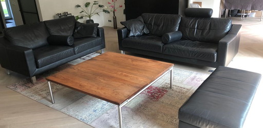 2x Leolux Antonia Canapés + pouf, coussins et appui-tête