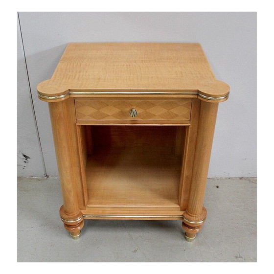 Image 1 of Table de nuit vintage en sycomore par J. Leleu, années 1950