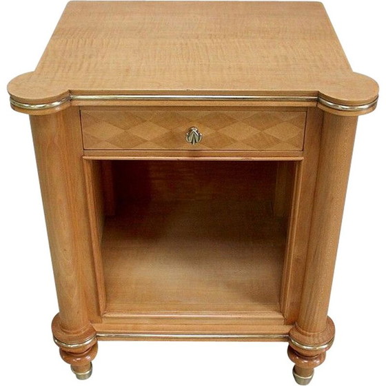 Image 1 of Table de nuit vintage en sycomore par J. Leleu, années 1950