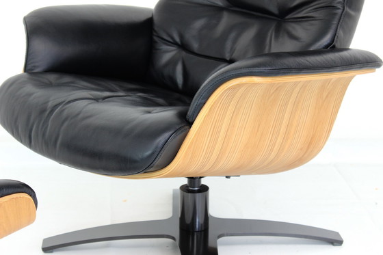 Image 1 of As New ! Chaise lounge scandinave multi-fonctionnelle / Fauteuil avec cuir et chêne