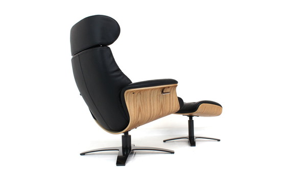 Image 1 of As New ! Chaise lounge scandinave multi-fonctionnelle / Fauteuil avec cuir et chêne