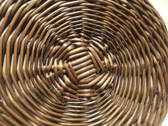 Image 1 of Tabouret Tony Paul Rotin Osier Années 50 Vintage