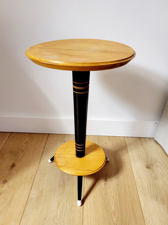 Image 1 of Table ou support à plantes vintage tripode avec 2 étagères