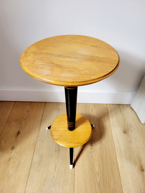 Image 1 of Table ou support à plantes vintage tripode avec 2 étagères