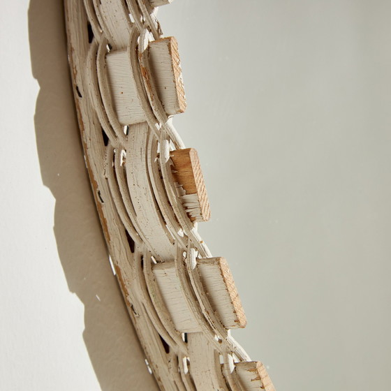 Image 1 of Mk10063 Miroir rond en bois encadré