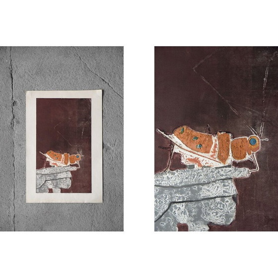 Image 1 of Lithographie vintage "Insect on Rock" de Ru van Rossem, 1962