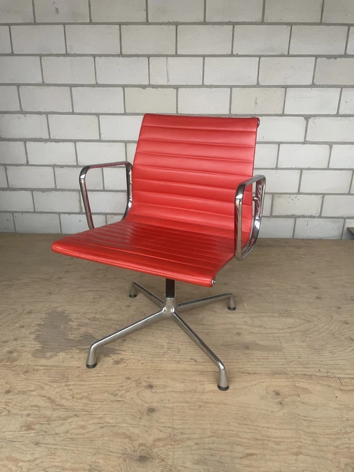 Vitra Eames Ea108 Cuir rouge/Chrome