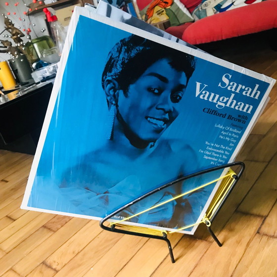 Image 1 of Rangement Vinyles Vintage • Support 33T/45T • Métal Laqué • Scoubidou • 1950-1960