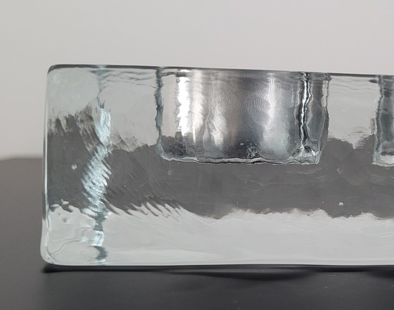 Image 1 of Bougeoir vintage en verre pressé