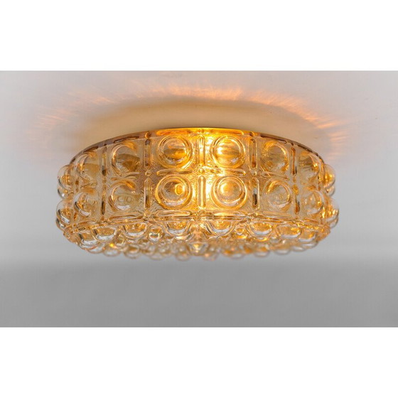 Image 1 of Applique vintage en verre ambré bullé par Helena Tynell, Allemagne 1960