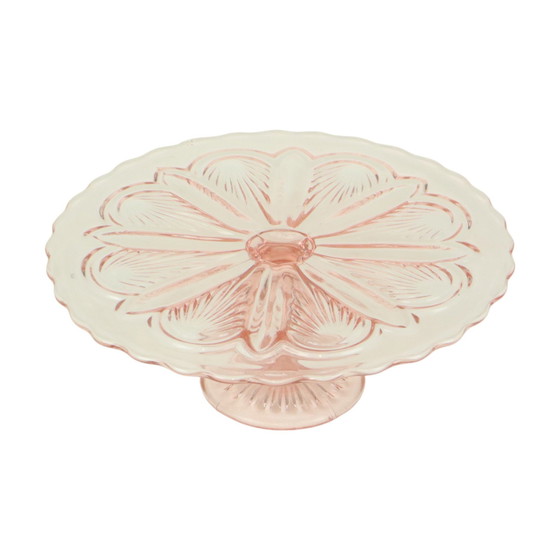 Image 1 of Plat à gâteau Art déco rose