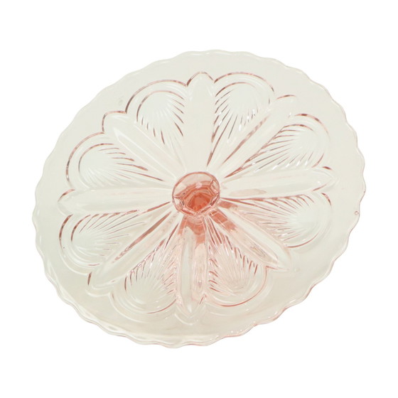 Image 1 of Plat à gâteau Art déco rose