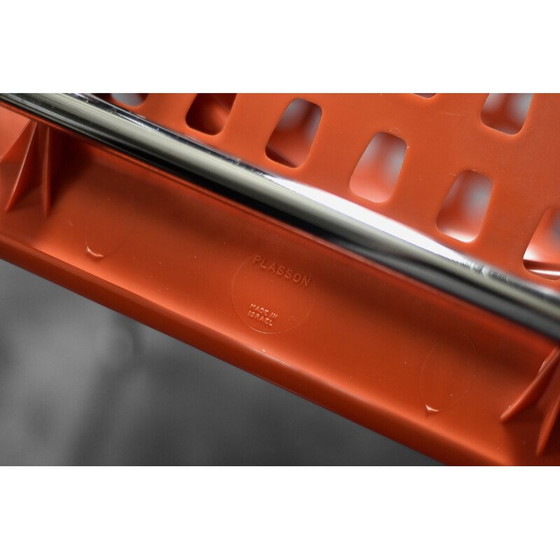 Image 1 of Paire de chaises vintage en plastique orange et chrome pour Plasson, 1960