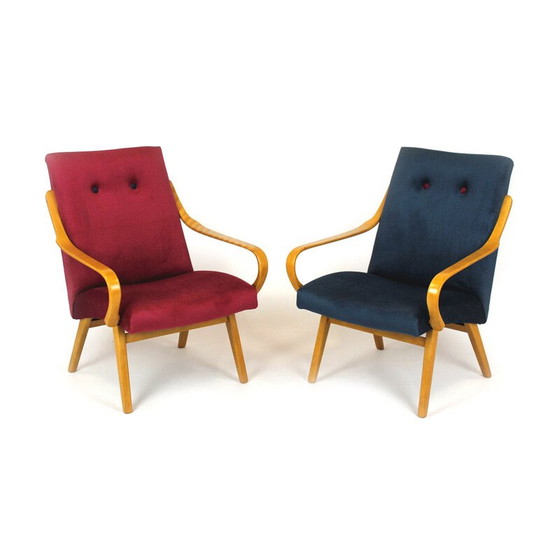 Image 1 of Paire de fauteuils vintage en bois de hêtre par Jaroslav Smidek pour TON, République tchèque 1960
