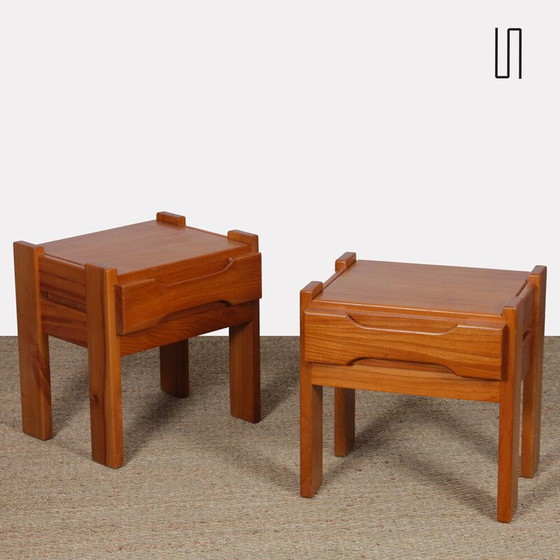 Image 1 of Paire de tables de nuit en orme pour Maison Regain, 1970