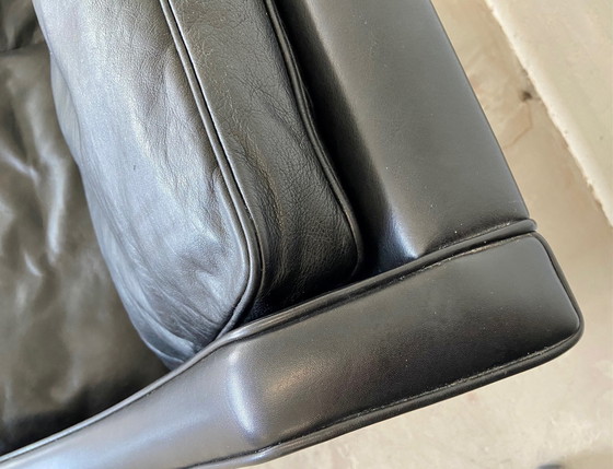 Image 1 of Canapé 2 places en cuir noir Danish Vintage Mid Century Børge Mogensen 1960S