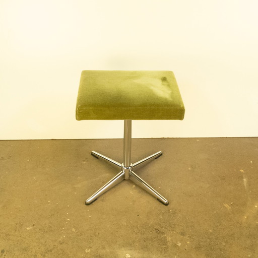 Siège de piano/tabouret, Chrome Avec Velours Vert, Années 1960