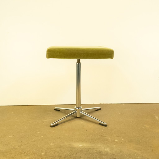 Siège de piano/tabouret, Chrome Avec Velours Vert, Années 1960