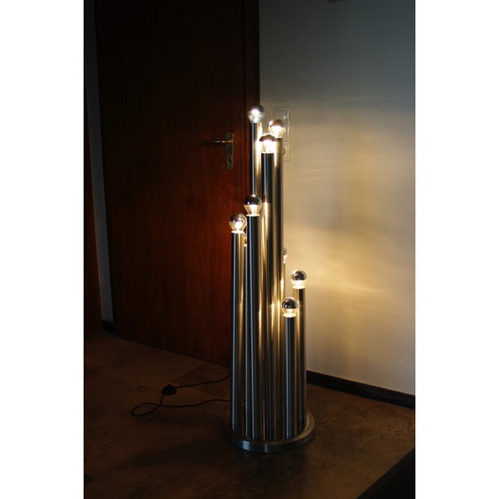 Image 1 of Lampadaire vintage en aluminium brossé, 1970