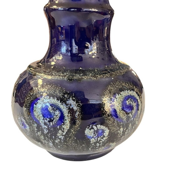 Image 1 of Vase vintage en céramique bleu cobalt pour Strehla Keramik, Allemagne 1960
