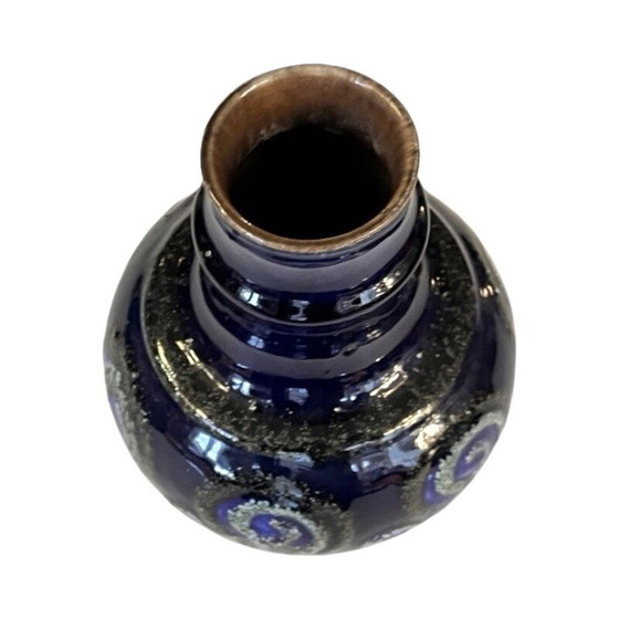 Image 1 of Vase vintage en céramique bleu cobalt pour Strehla Keramik, Allemagne 1960