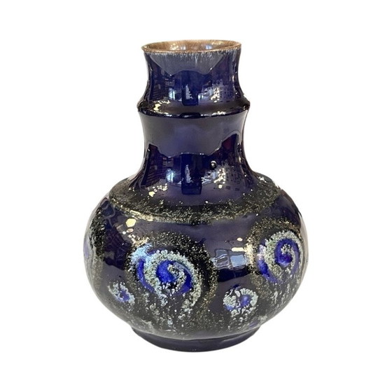 Image 1 of Vase vintage en céramique bleu cobalt pour Strehla Keramik, Allemagne 1960