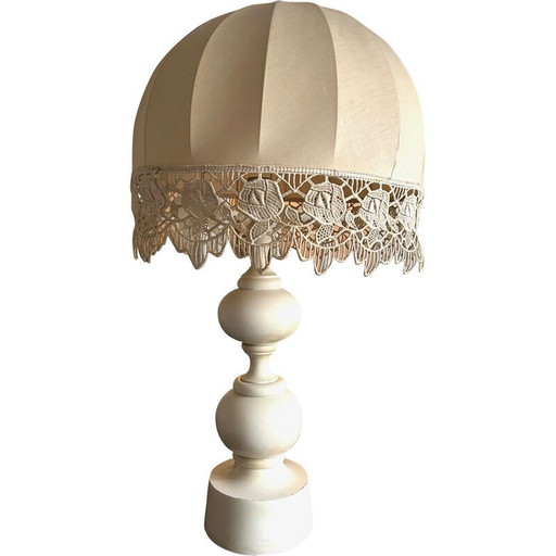 Lampe vintage en bois tourné, 1970