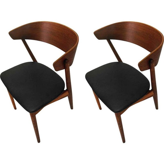 Image 1 of Paire de chaises de salle à manger vintage en teck et chêne par Helge Sibast du Danemark 1960