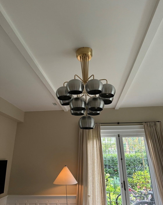 Image 1 of Lampe en nickel avec détails en laiton