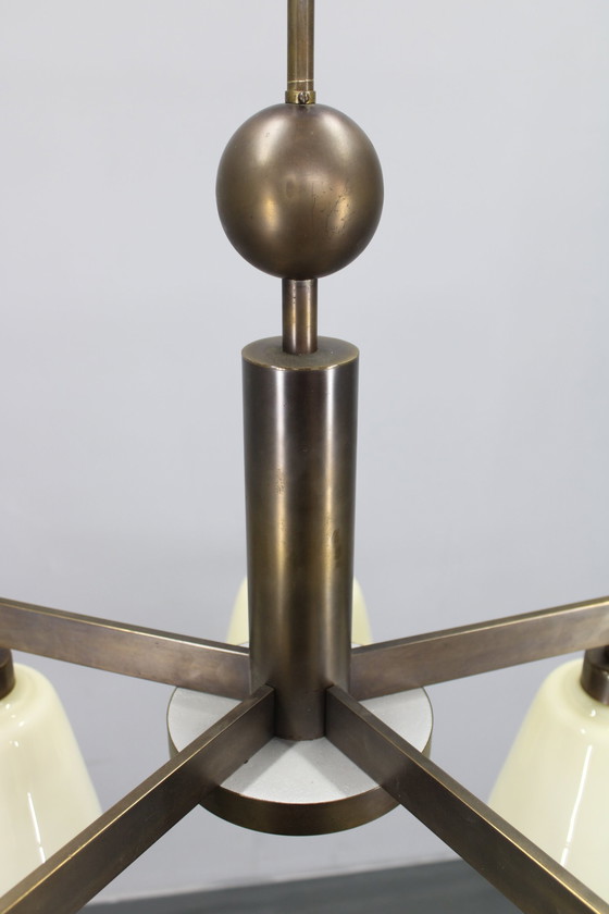 Image 1 of Lustre Art Déco en laiton des années 1930, Tchécoslovaquie