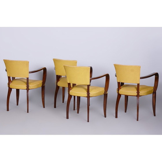 Image 1 of Ensemble de 4 chaises Art déco françaises vintage par l'architecte Jules Leleu, années 1930