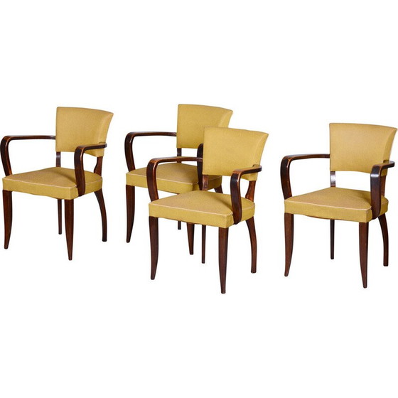 Image 1 of Ensemble de 4 chaises Art déco françaises vintage par l'architecte Jules Leleu, années 1930