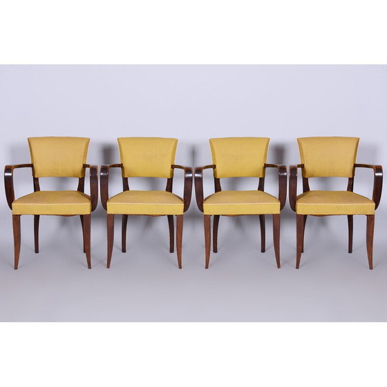 Image 1 of Ensemble de 4 chaises Art déco françaises vintage par l'architecte Jules Leleu, années 1930
