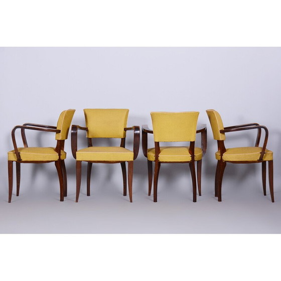 Image 1 of Ensemble de 4 chaises Art déco françaises vintage par l'architecte Jules Leleu, années 1930